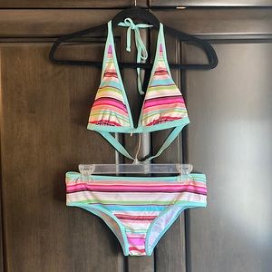 2 piece striped bikini set by sketchers